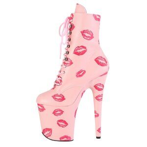 Lips Kisses Platform High Heel Lace Up Ankle Boots